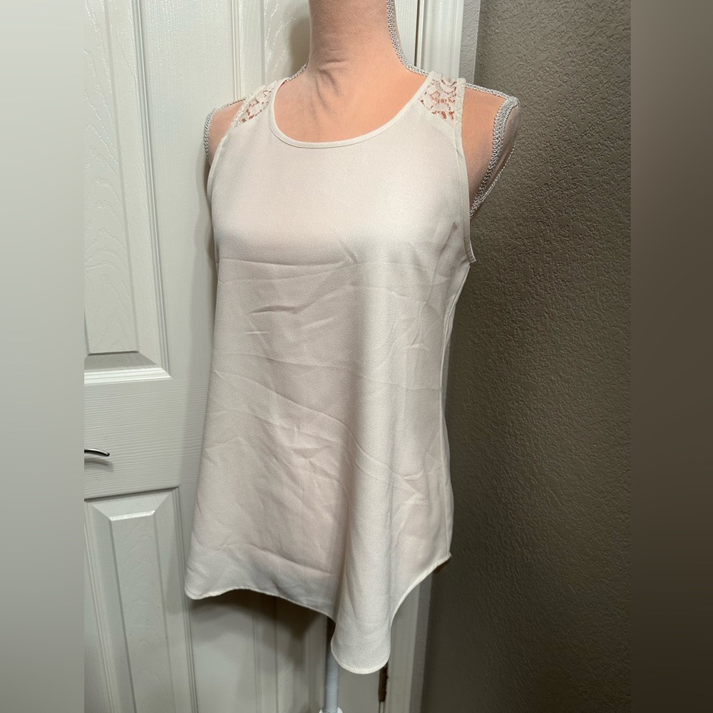 Van Heusen White Tank with Lace Detail